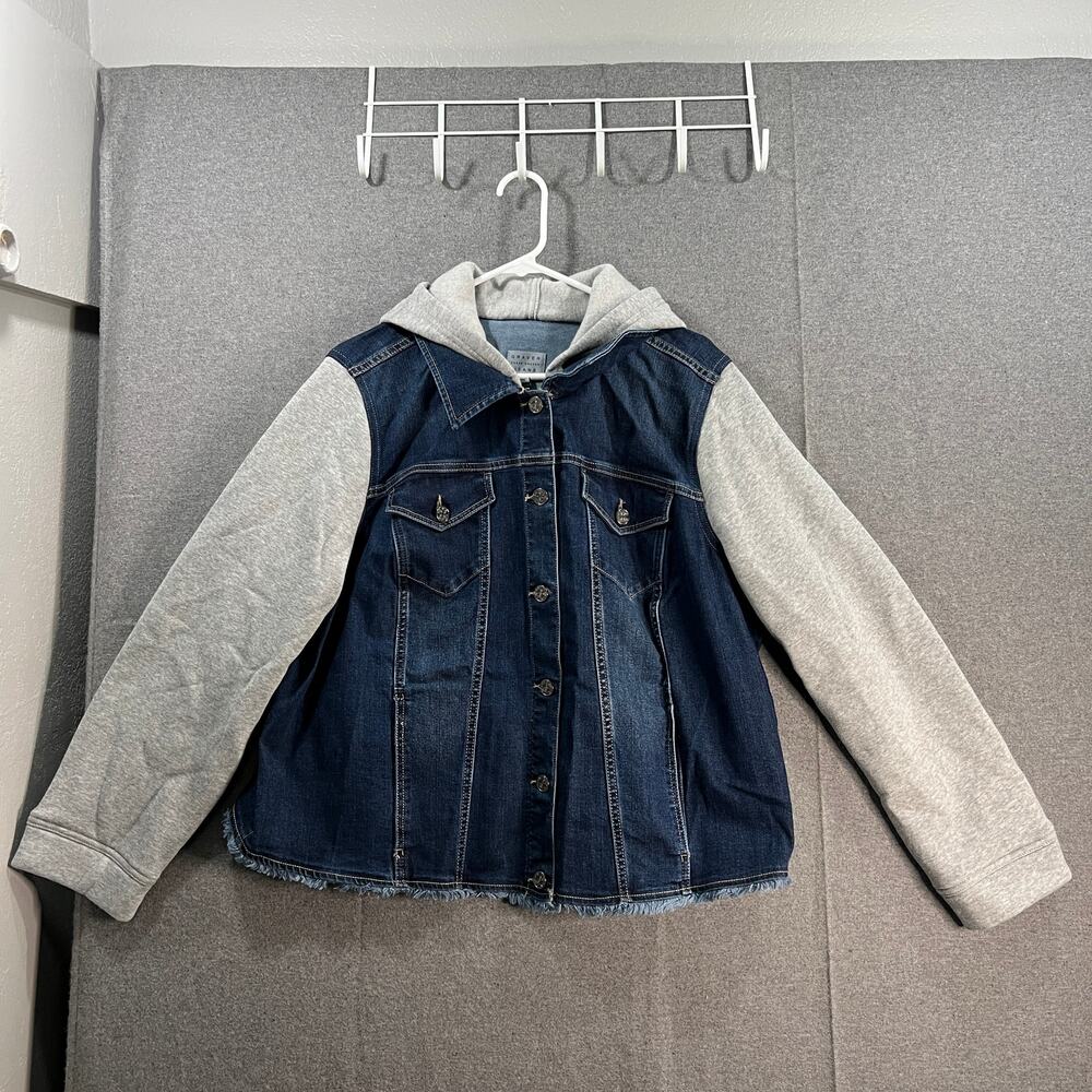 GRAVER by Susan Graver Denim & French Terry Jean Jacket Antique Wash Size 2X